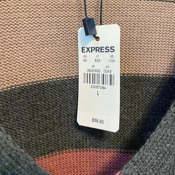 Express NWT stripped V-neck sweater, Size L - Picture 3 of 4
